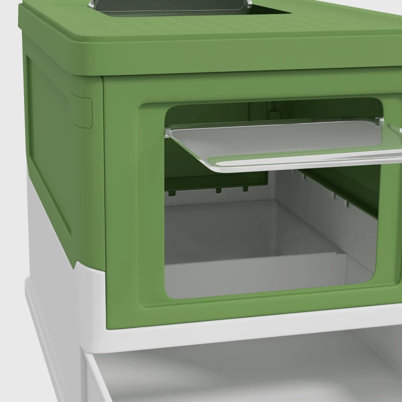 PawHut Hooded Cat Litter Box, Portable Pet Toilet, with Scoop, Front Entry - Emerald Green