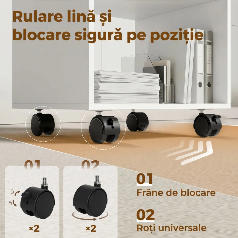 HOMCOM dulap imprimantă mobil cu roți