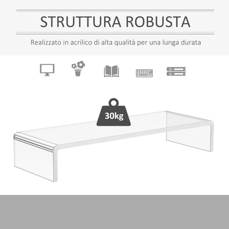HOMCOM Supporto per Monitor in Acrilico, 53 x 19 x 9 cm, Trasparente