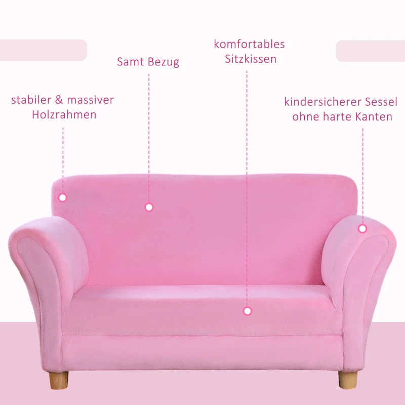 HOMCOM Kinderbank, kinderfauteuil, bank, bankstel, kinderkamer, tweezitsbank, aardbeienbank