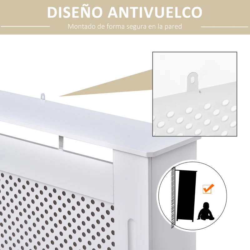 HOMCOM Cubreradiador de MDF Cubierta para Radiador con Listones para Salón Dormitorio Pasillo 151,5x19x82 cm Blanco