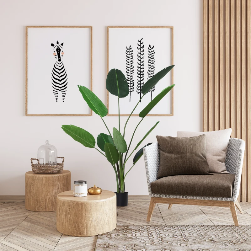 Outsunny Planta de Decoración Artificial de Palma Árbol Realista con Maceta 10 Hojas Ф18x180cm para Interior No Requiere Instalación