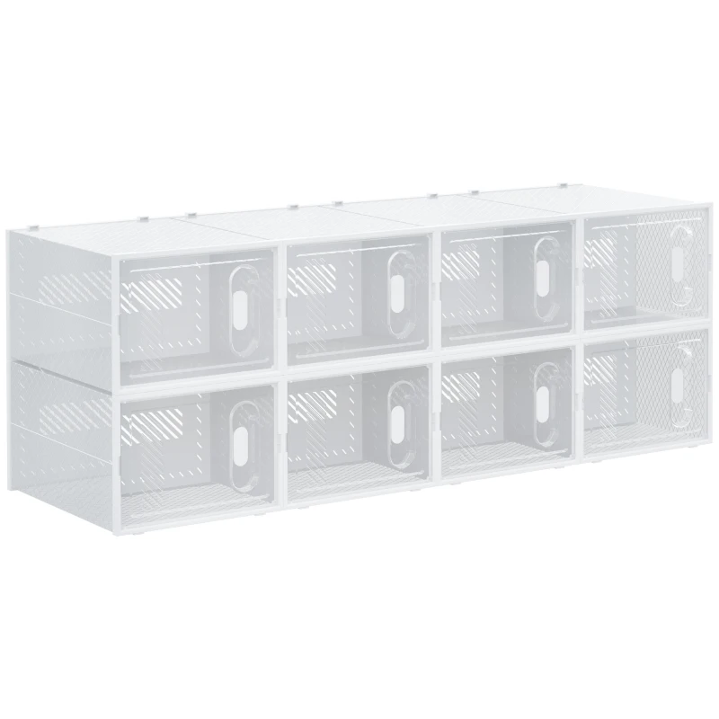 HOMCOM Organizador de Zapatos Modular Estantería Modulable con 8 Cubos Puertas Magnéticas 28x36x21 cm Transparente