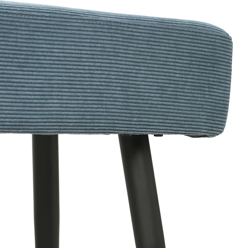 HOMCOM Upholstered Bedroom Entryway Bench, Modern Corduroy Tufted End of Bed Bench with Padded Seat and Steel Legs, Blue