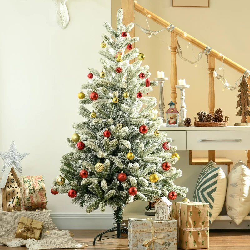 HOMCOM Sapin de Noël Artificiel enneigé Ø 90 x 150H cm 521 Branches épines Imitation Nordmann Grand réalisme