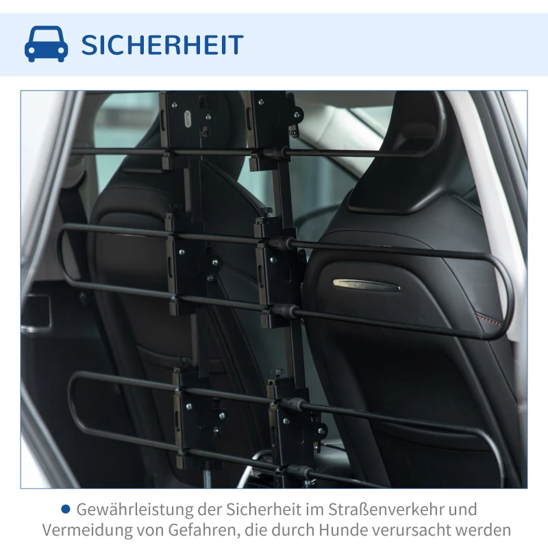 PawHut hondenrek auto, verstelbaar hondenrek voor honden, scheidingswand