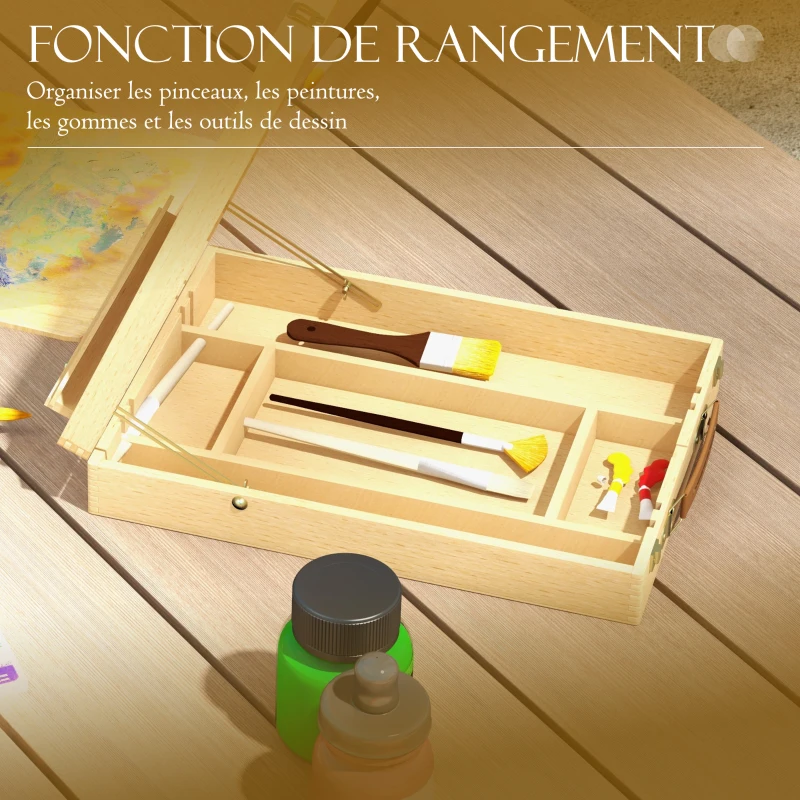 Vinsetto Chevalet de table en bois pour toile jusqu'à 61 cm bois de hêtre planche à dessin pliante bois naturel