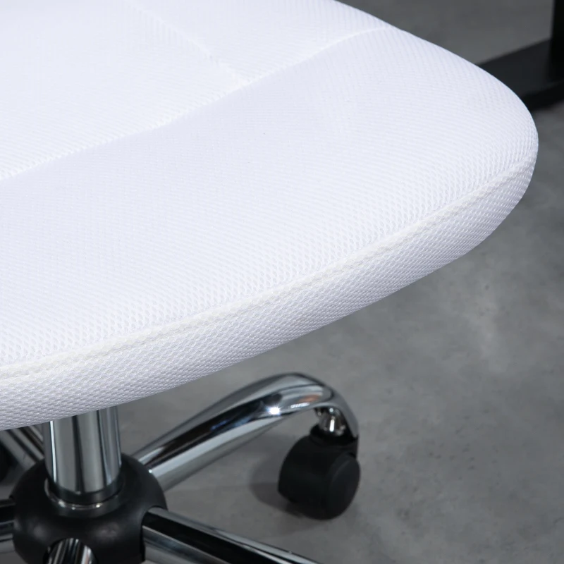 Vinsetto Chaise de bureau ergonomique hauteur réglable piètement chromé pivotant 360° revêtement maille blanc
