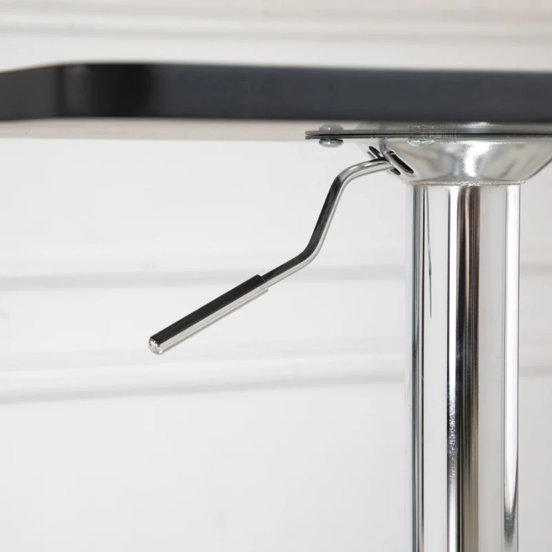 HOMCOM In hoogte verstelbare bartafel, 360° draaibaar, krasbestendige voeten, stabiele metalen basis, Zwart/Zilver