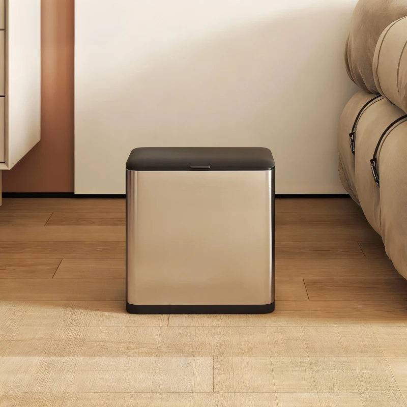 HOMCOM 8L Hanging Kitchen Bin, Rubbish bin with Lid and Removable Inner Bucket for Under Cabinet Door, Under Sink, Office