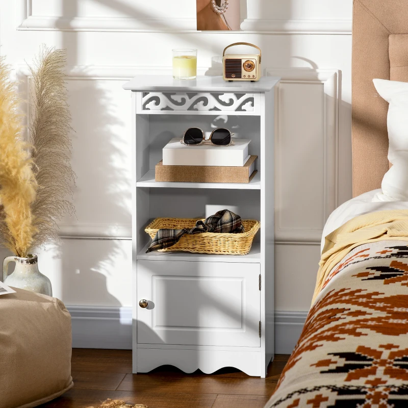 HOMCOM Mobiletto da terra  e un Armadietto 2 Ripiani Anta in MDF Bianco Bagno MDF 40L x 23P x 80A cm Bianco