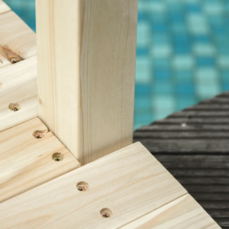 Outsunny Ponticello di Legno per Giardino Passerella Curva con Ringhiera, 228x75x110cm Colore Legno Naturale