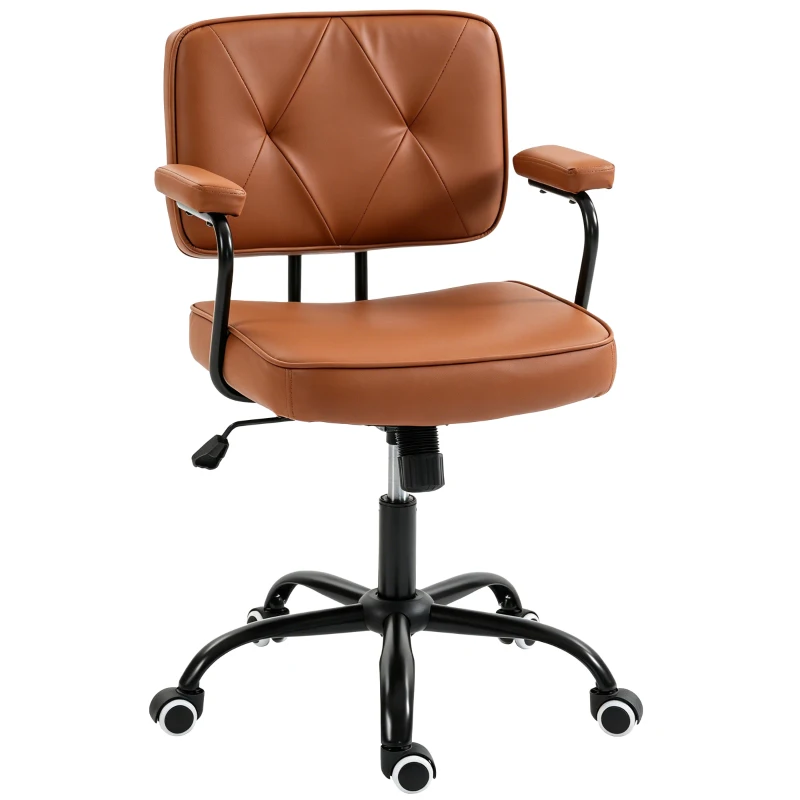 Vinsetto bureaustoel met wielen, draaistoel, bureaustoel, tuimelfunctie, bruin
