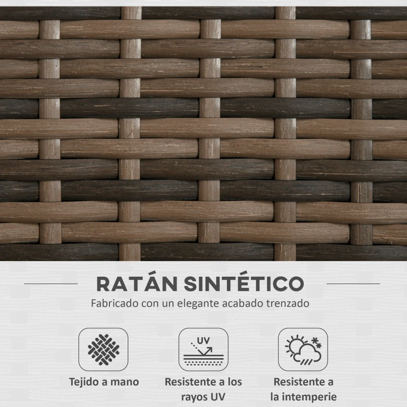 Outsunny Conjunto de Muebles de Jardín de Ratán 3 Piezas Incluye 2 Sillas Mecedoras con Cojines y Mesa Redonda para Terraza Marrón