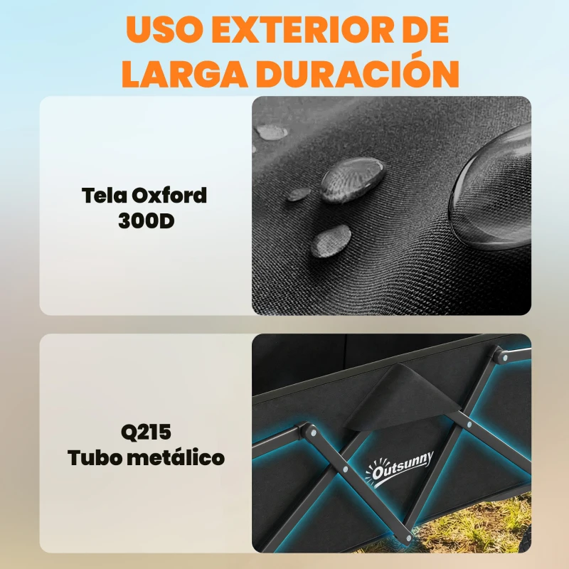 Outsunny Carro de Jardín Plegable con Ruedas Mango Ajustable Carga 68 kg para Campaña Compra 81x45x89 cm Negro