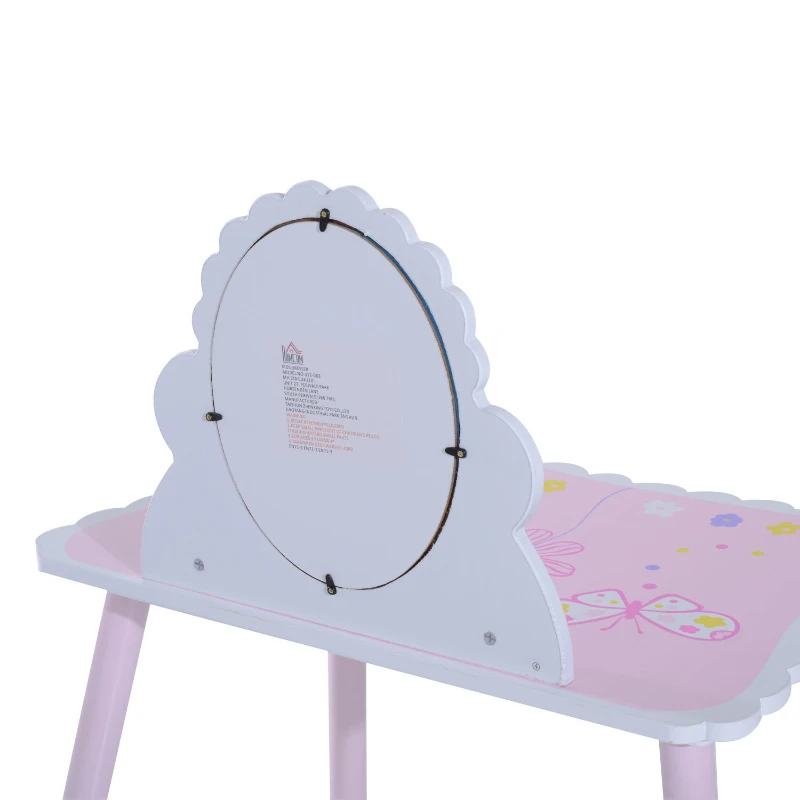 HOMCOM Kaptafel make-uptafel voor kinderen kapcommode make-upcommode met kruk