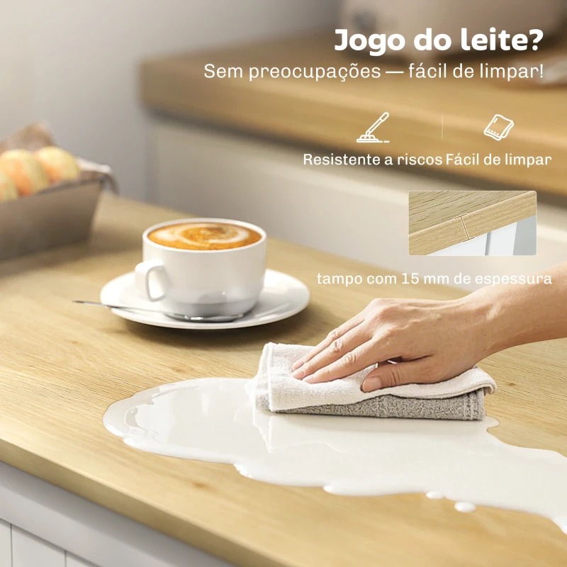 HOMCOM Aparador de Cozinha 3 Prateleiras com Porta Gaveta Prateleiras Ajustáveis para Sala de Jantar 105x40x83 cm Branco