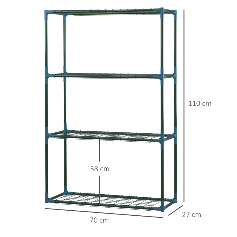 Outsunny plantenrek, set van 2, elk met 4 planken, gecombineerd of afzonderlijk te gebruiken, staal, groen, 70 x 27 x 110 cm