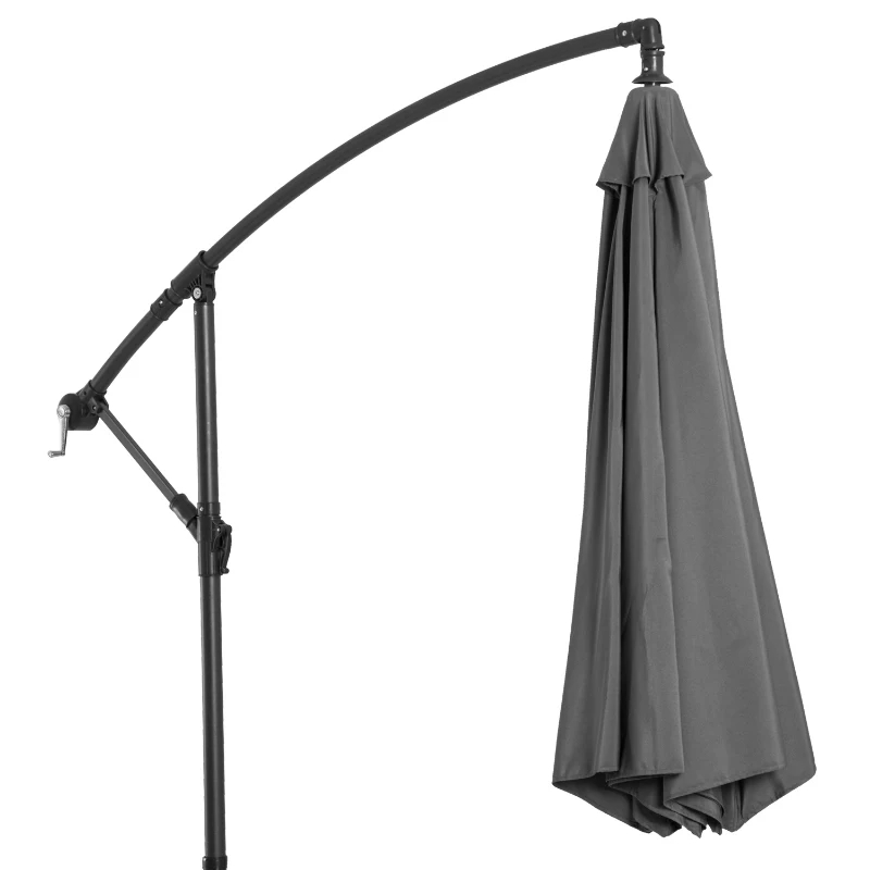 Outsunny Zonnescherm afneembare parasol, zweefparasol, zwengelparasol met handkruk, grijs