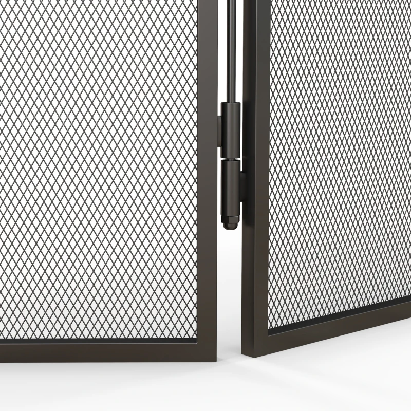 HOMCOM Vouwbaar Haardscherm met 3 Panelen, Vonkenscherm voor Woonkamer en Slaapkamer, Metaal, 96 x 56 cm, Zwart