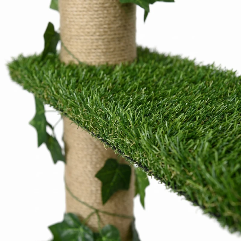 PawHut In Hoogte Verstelbare Krabpaal 202-242 cm, Antislip, Jutetouw-Palen, Spaanplaat, Groen/Geel