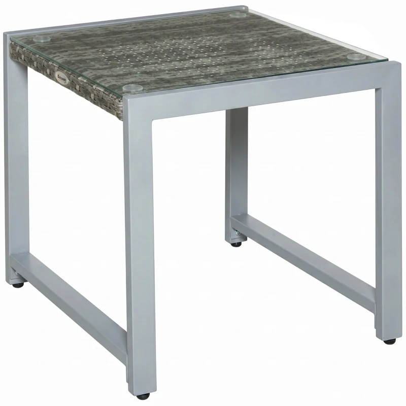 Outsunny Tuinbijzettafel, rotan tafel, poly-rotan tuintafel, onderhoudsvriendelijke tuinmeubelen