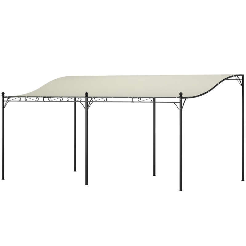 Outsunny 3 x 5 m pergola, flexibel tuindak met waterdichte doek en metalen frame, schaduwgever, Crèmewit(m-11)