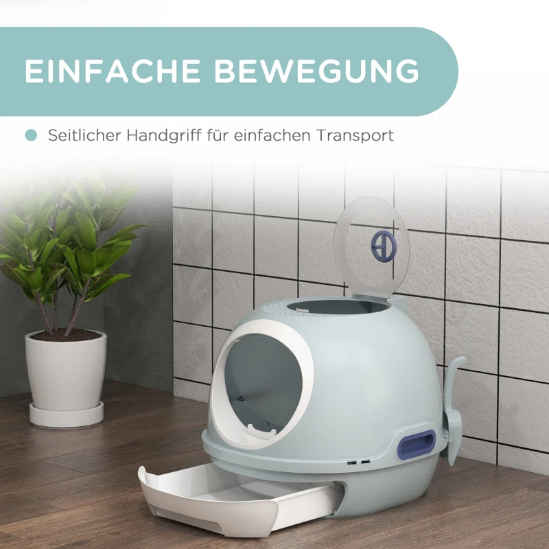 PawHut kattentoilet kattenbak dakraam bodembak schep draagbaar PP ABS