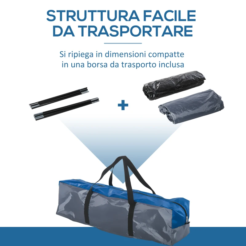 Outsunny Tenda da Campeggio 3 Posti con Tasche e Gancio, in Poliestere e Fibra di Vetro, 3x2.50x1.30 m, Blu