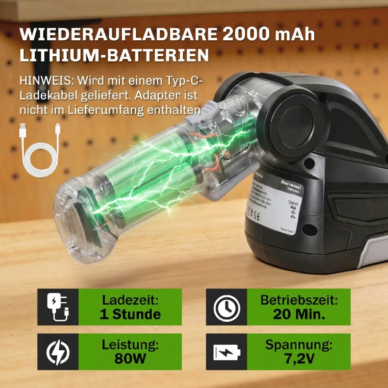 Outsunny 2-in-1 Elektrische Heggen- en Struikschaar met 2 x 7,2V Oplaadbare 2,0 Ah Accu, 2 Verwisselbare Messen Zwart
