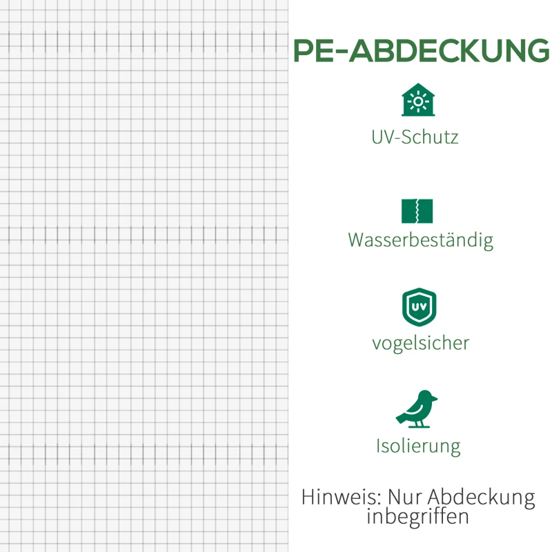 Outsunny Vervangingsfolie voor 6x3x2 m kas, stevig, scheurresistent, 12 ramen, deur, Wit(m-6)