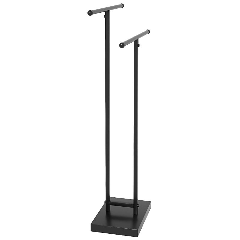 HOMCOM Suport pentru Prosoape Autoportant din Metal, cu 2 Brațe pentru Baie, 50x18,5x85cm, Negru