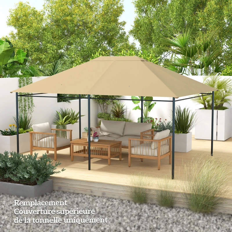 Outsunny Toile de remplacement pour pavillon tonnelle tissu polyester haute densité 180 g/m² anti-UV 3 x 4 m