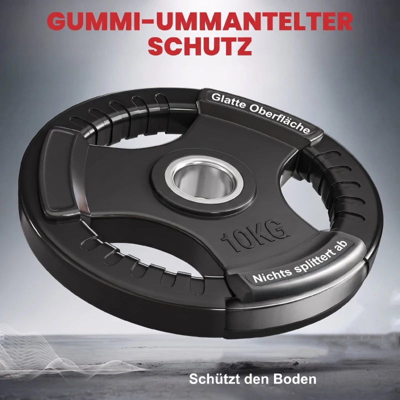 SPORTNOW halterplaat, set van 2 stuks, 10 kg per plaat, drie handgrepen, vloerbeschermende rubberen hoes, metaal
