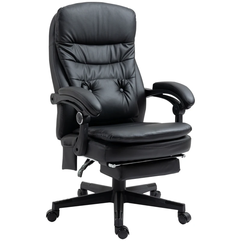 Vinsetto Sedia da Ufficio Massaggiante in Similpelle con Presa USB, 64x69x107-115cm, Nero