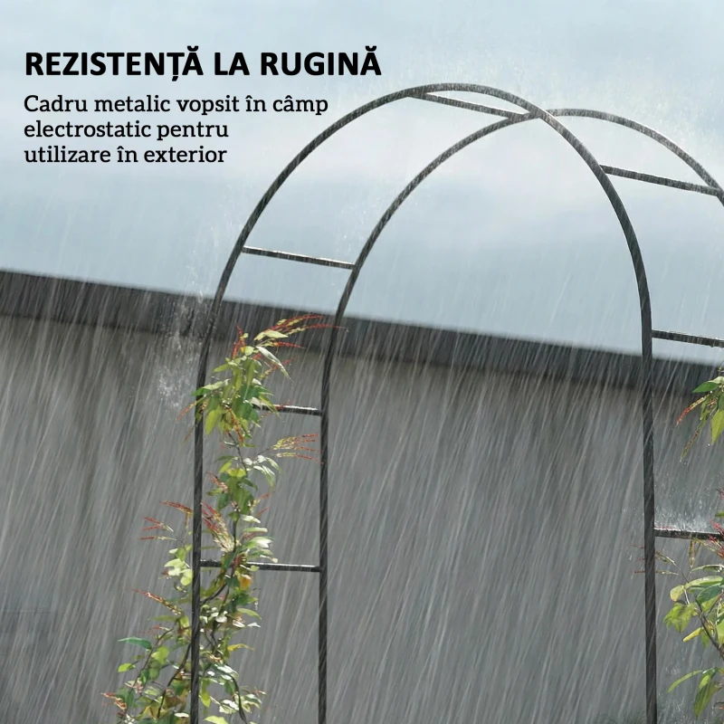 Outsunny Arc de Grădină din Metal cu Bază pentru Plante Cățărătoare pentru Ceremonii, Aniversări și Evenimente, Negru
