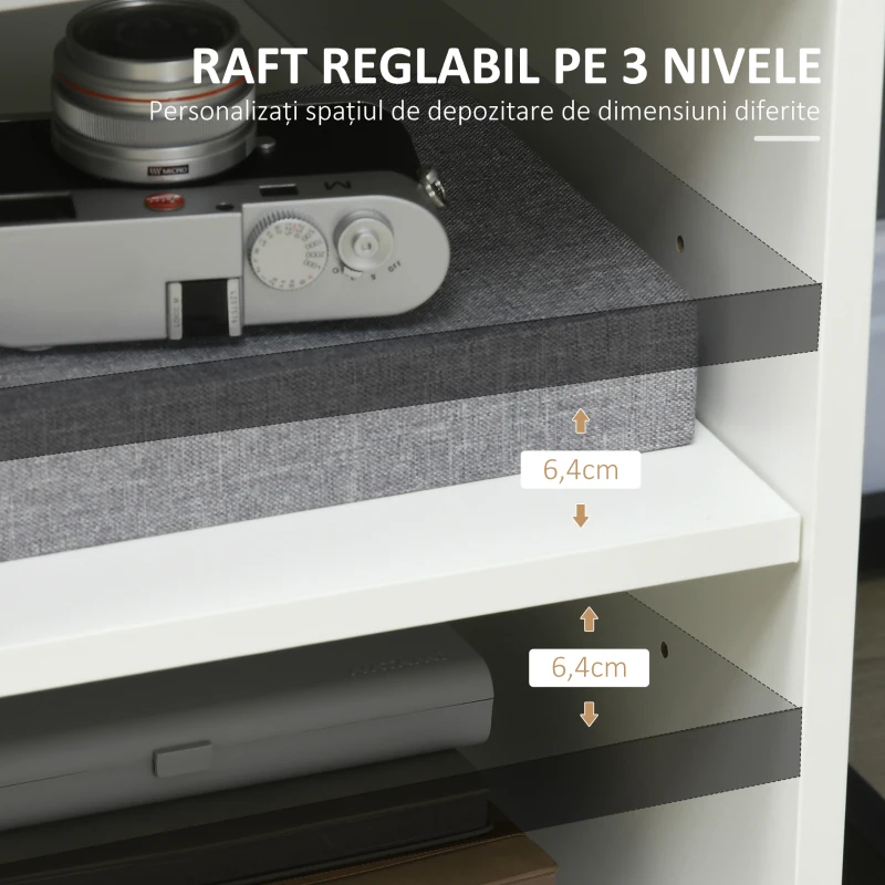 Homcom Dulap Imprimanta – Alb 60×50×65,5 cm cu Rafturi & Spatiu Depozitare