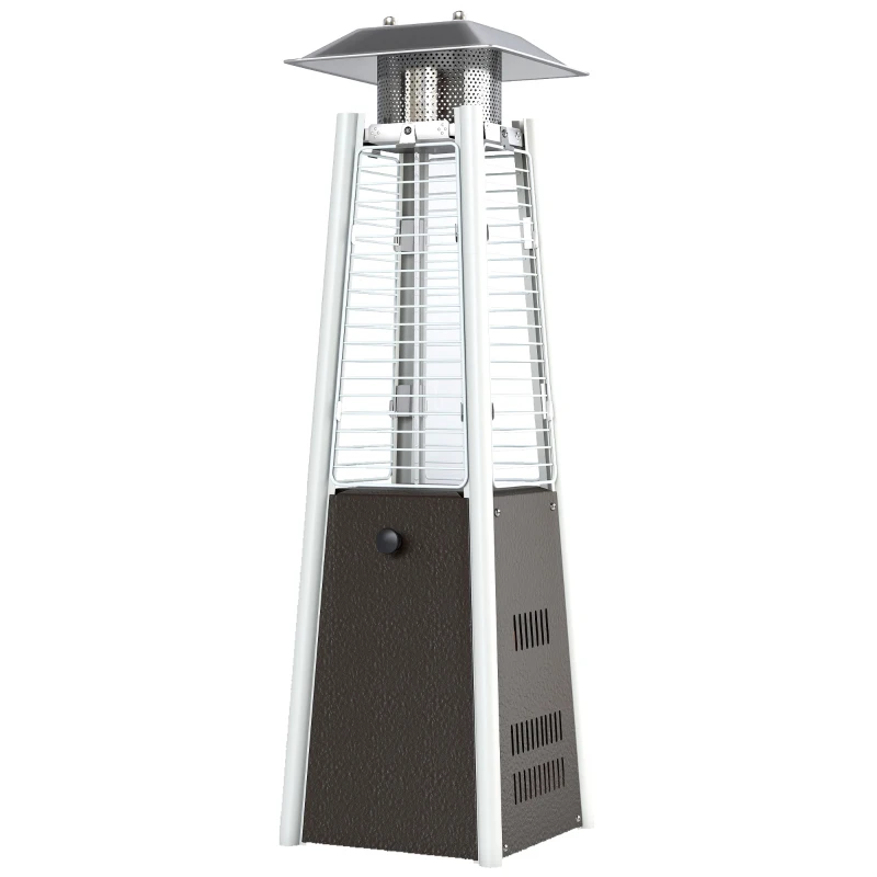 Outsunny Estufa de Gas Butano Portátil 3000W con Temperatura Ajustable Sistema Antivuelco y Ignición por Presión Plata y Bronce