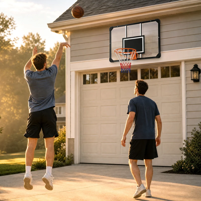 SPORTNOW Coș de Baschet de Perete pentru Exterior 113 x 73 cm, Inel Ø45 cm și Plasă, Negru