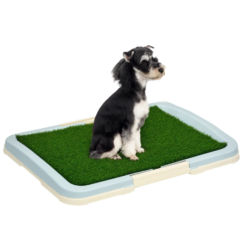 PawHut Honden Toilet Puppy Toilet Hondenbak, 2 Lagen, Kunstgras, Herbruikbaar, 63 x 485 x 6 cm, Groen + Wit