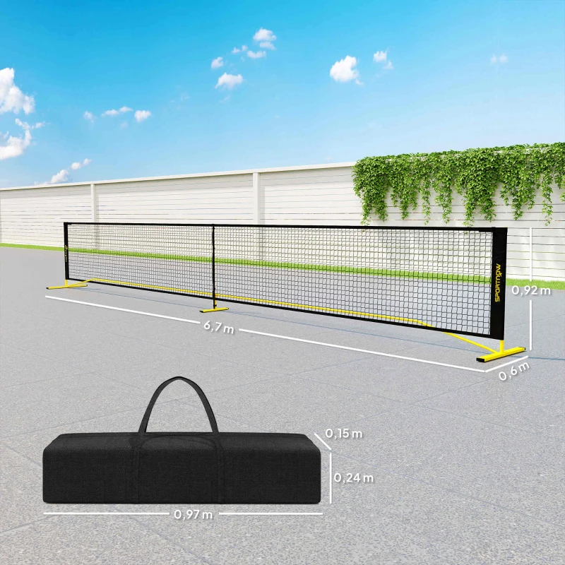 SPORTNOW Pickleball-net, draagbaar, met metalen frame en stoffen net, inclusief draagtas, Geel