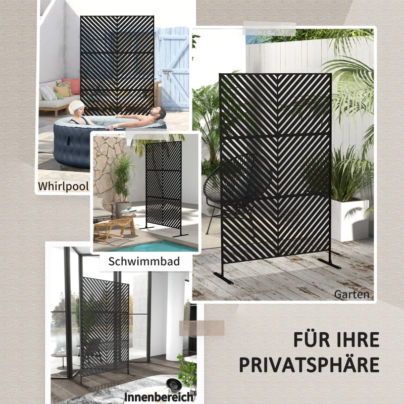 Outsunny Tuinafscheiding met geometrische vormen, metaal, 122 x 45 x 198 cm, zwart