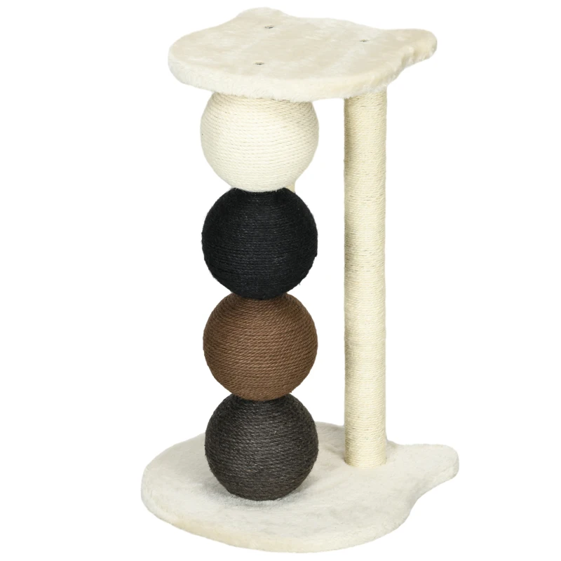 PawHut krabboom krabpaal met 2 sisalpalen & 4 sisalballen platform E1 spaanplaat