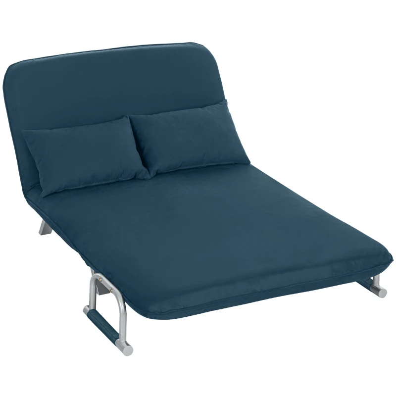 HOMCOM Two-Seater Click-Clack Sofa Bed - Navy Blue