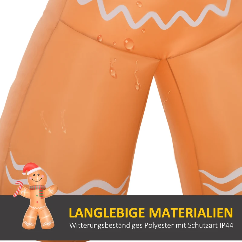 HOMCOM Opblaasbare peperkoekman kerstversiering 2,4 m met lampjes polyester