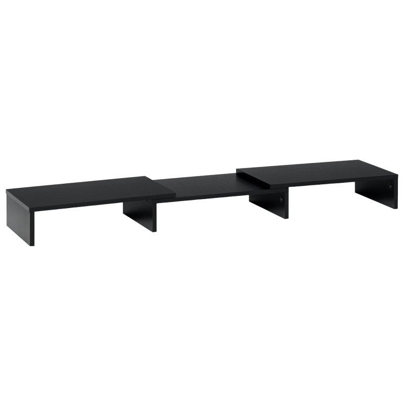 Vinsetto Monitorstandaard Verstelbare Lengte & Hoek Dubbele Monitor Standaard Houten Schap Monitorhouder voor Computerscherm Laptop 80-117 x 23,5 x 10 cm