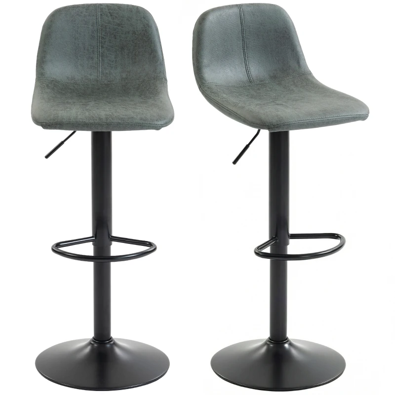 HOMCOM Bar Stools Set of 2, Modern Swivel Barstools with Footrest for Kitchen Island and Dining Room, Green