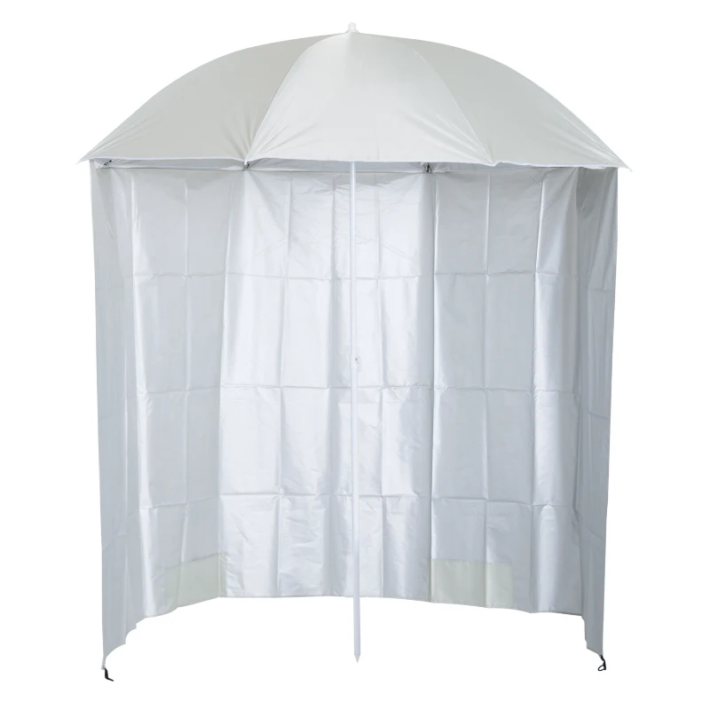 Outsunny Parasol de plage Ø 2,2 x 2,2 cm protection UV sac transport, sardines et lestage intégrés crème