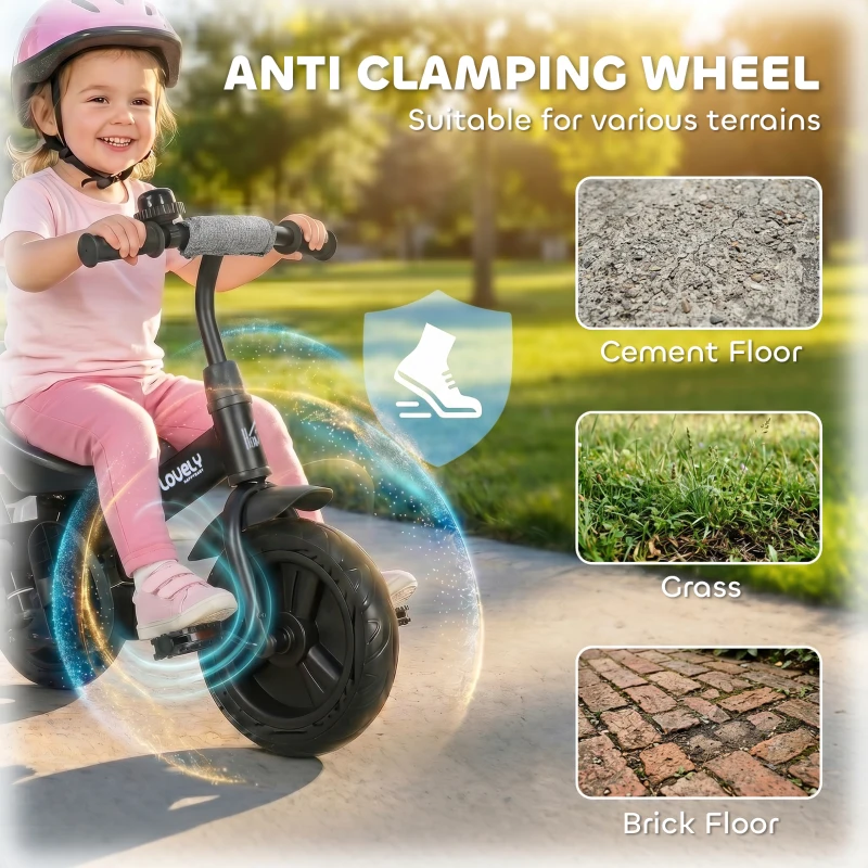 HOMCOM 6 in 1 Kids Trike Push Bike w/ Push Handle, Canopy, 5-point Seat Belt, Storage, Footrest, Brake, for 1-5 Years, Grey