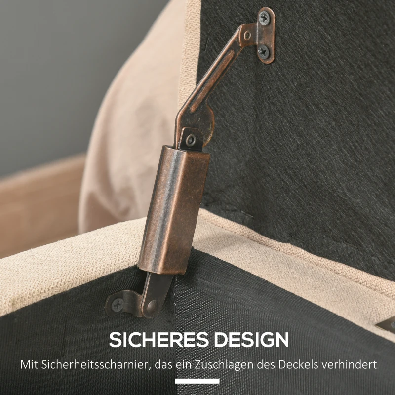 HOMCOM Gestoffeerde Bank met Opbergruimte, Knopenstiksels, tot 120 kg, 125 x 49 x 41,5 cm, Beige(m-8)